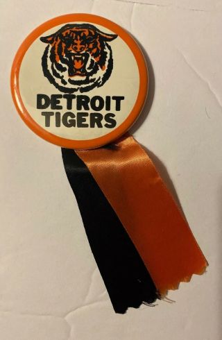 Vintage 1960’s Detroit Tigers Pin W/ribbon 3