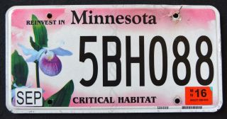 Minnesota " Critical Habitat - Lady Slipper Flower " Mn Specialty License Plate