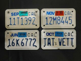 4 California Motorcycle License Plate - 1987 To 1994 Design - One Vanity