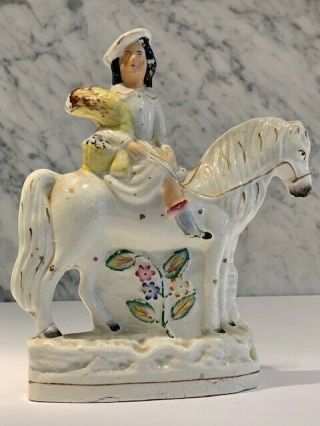 Antique Victorian Staffordshire Figurine Of Boy With Corn On Horse