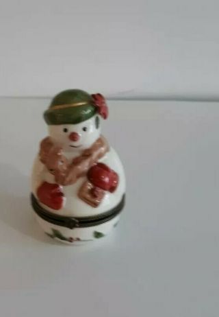 Vintage Villeroy And Boch 1748 Hand Painted Christmas Snow Woman Trinket Box