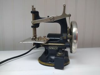 Antique Vintage Singer Hand Crank Sewing Machine With Electric Motor