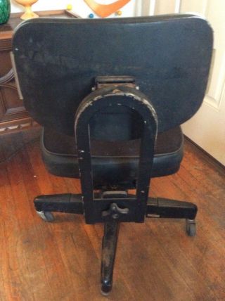 Vintage mid century industrial HON office desk Chair Swivel Adjustable rolling 3