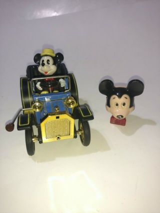 Vintage 1981 Mickey Mouse Lever Action Model Toy Tin Car Japan,  Ge Nightlight