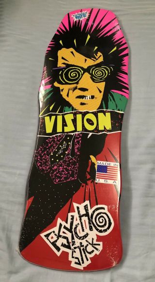 Vintage 1980’s Reissue Vision Psycho Stick Skateboard Shape 10x30