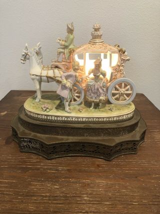 Vintage Horse And Carriage Porcelain Figurine Light Lamp - Cinderella French