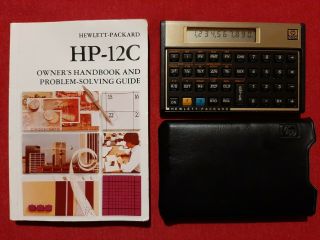 Hewlett Packard Hp - 12c Financial Calculator With Owners Guide & Case Vintage 