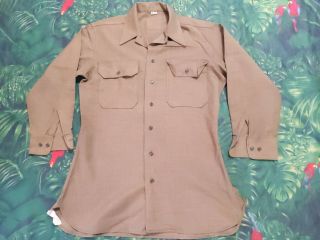 1940s Wwii World War 2 Us Army Wool Uniform Shirt 16 X 32 Medium 40s Vtg Mens