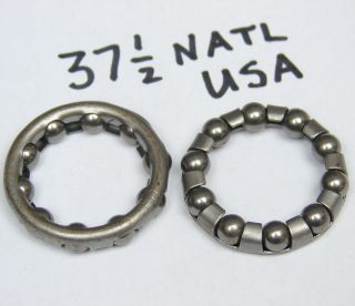 Vintage Nos 37 1/2 Natl Bicycle Bearing Retainers 10 Balls 1 3/8 " Od