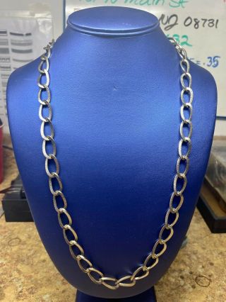 Authentic Vintage Gucci Silver Toned Chain Link 28 " Necklace Bin Fs