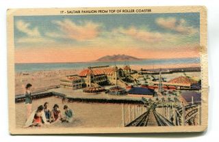 Vintage Postcard Saltair Pavilion From Roller Coaster Salt Lake City W Salt