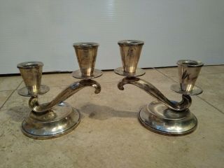 Vintage Fisher Sterling Weighted C61 Double Candelabra Holders