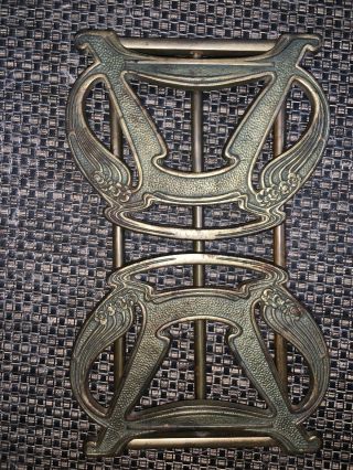 Antique Art Nouveau Brass Book Rack Folding & Adjustable