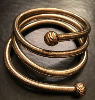 Antique Vtg Sterling Silver Gold Vermeil Moveable Mesh Wrap Bracelet / Necklace