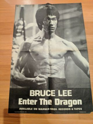 Vintage Bruce Lee Enter The Dragon Poster Records & Tapes 1973
