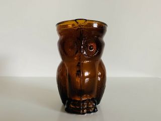 Vintage Brown Glass Owl Creamer Small Pitcher