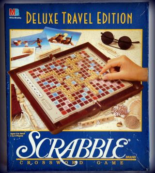Vintage Scrabble Game Deluxe Travel Edition Milton Bradley 19 Complete