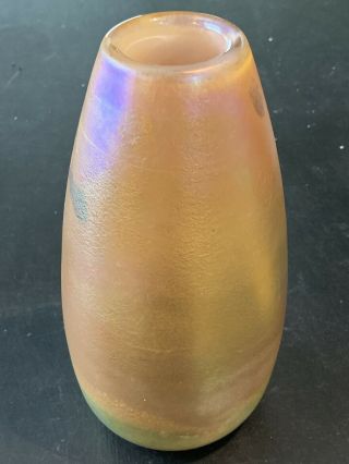 Antique Signed “l.  C.  T.  Favrile” Art Glass Iridescent Gold 9” Vase