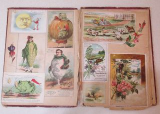 Antique Victorian Scrapbook Album Advertising Trading Cards Old 11 "