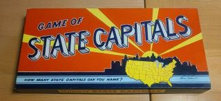 Game Of State Capitals Board Game Vintage 1952 Parker Brothers Usa Map Euc