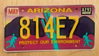Arizona Protect Our Environment Graphic Lizard License Plate " 814 E7 " Az