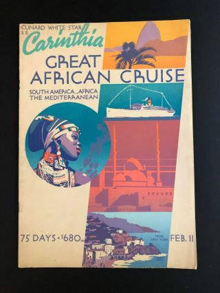 Rms Carinthia - Cunard White Star | 1939 Great Africa Cruise Brochure