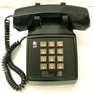 Vintage Black Att Touch Tone Desk Phone Model 2500 Mmgl Single Line