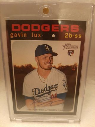 2020 Topps Heritage Gavin Lux Real One Autograph Auto Dodgers Rc Rookie Roa - Gl