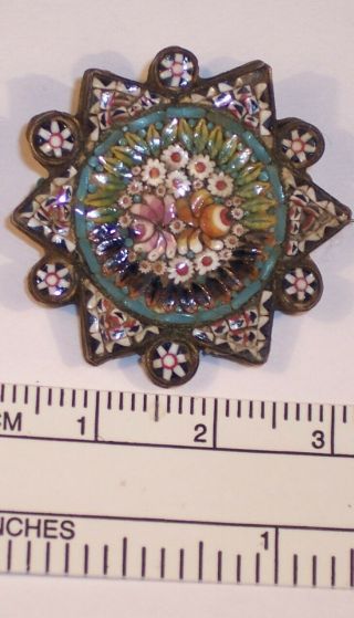 Fine Antique Italian Micro Mosaic 1.  25 " Brooch Pin Daisies C1860 Star Grand Tour