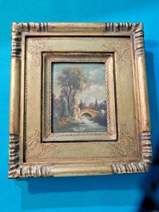 Estate Vintage - Artist Signed Dipinto Italy Miniature Oil Painting