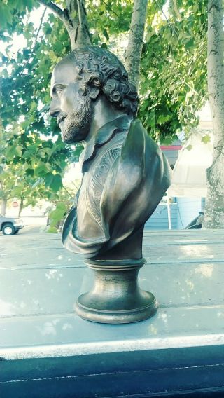 antique Shakespeare heavy brass bronze bust statue figure 11 