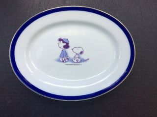 Vintage Peanuts By Everwin Lucy And Snoopy Oval Plate