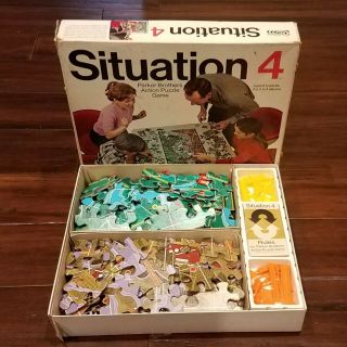 Vtg 1968 Situation 4 Parker Brothers Jigsaw Puzzle Action Board Game - Complete