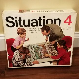 Vtg 1968 SITUATION 4 Parker Brothers JIGSAW PUZZLE Action Board Game - COMPLETE 2