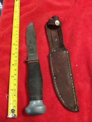 Vintage Wwii Pal (rh - 50) Military Knife W/ Sheath Made In The U.  S.  A