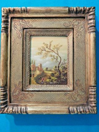 Estate Vintage Artist Signed Dipinto Italy Miniature Oil Painting