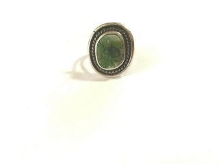 Cracked Vintage Green Turquoise Ring Sterling Silver Sz 8 Jewelry