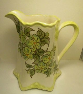 Vintage Cash Family Pottery Pitcher Usa Hand Painted 1945 Large