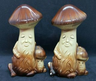 Vintage Mushroom Japan Salt And Pepper Shakers,  Anthropomorphic,  Whimsical Brown