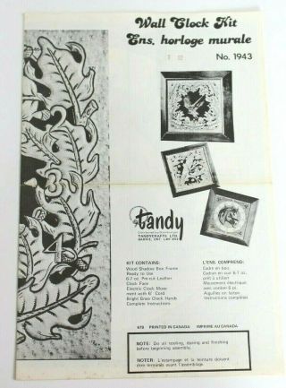 Vintage Wall Clock Kit - Tandy Leather Pattern 1943 - Pattern Only