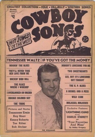 Cowboy Songs,  Hit Songs Of The West,  Vol 1,  No 13,  March 1951 Vintage Lyric Mag