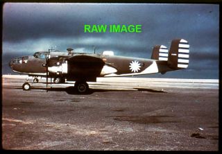 Wwii B - 25 Mitchell Republicof China Af Nanking China 1945 1 Color Slide No Photo