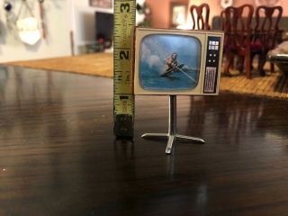 Dollhouse Miniature Retro TV Television With Stand 1:12 1 - 3/4 