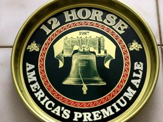 Vintage Genesee 12 Horse Ale 1987 Metal Beer Tray Liberty Bell / 13 " Round