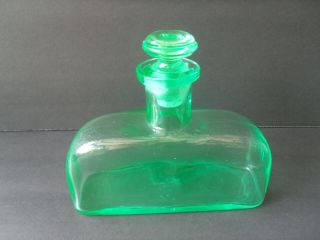 Antique Uranium Green Glass Apothecary Bottle W/stopper Medicine Pharmacy Jar