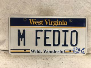 2016 West Virginia Vanity License Plate “m Fedio”
