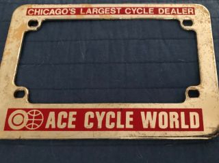 Vintage Motorcycle License Plate Frame “ace Cycle World Chicago’s Largest Dealer