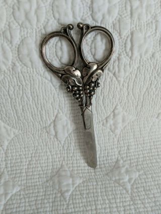 Vintage Denmark Sterling Silver Grape Shears Scissors By Frank Cohr 5.  5 "