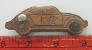 Vintage VW Volkswagen BEETLE BUG Leather Key Fob Holder Chain 3