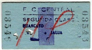 Railway Ticket: Peru: F.  C.  Central: Huancato - 1947